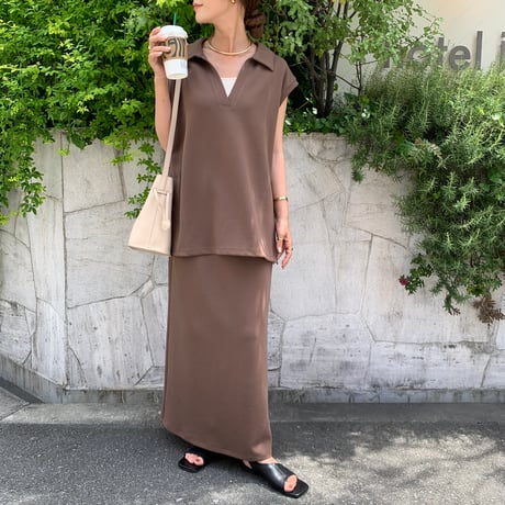 着心地抜群・キーネックフレンチスリーブTops