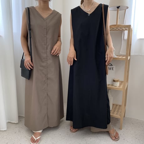 2WAYバックボタンロングワンピース