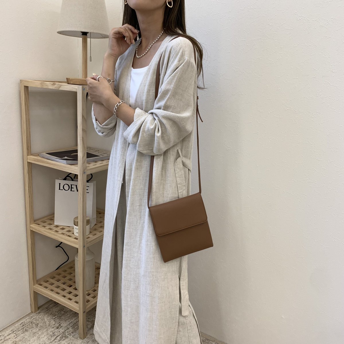 かぐれ リネンロングガウン ベージュ 新品未使用タグ付き かぐれ