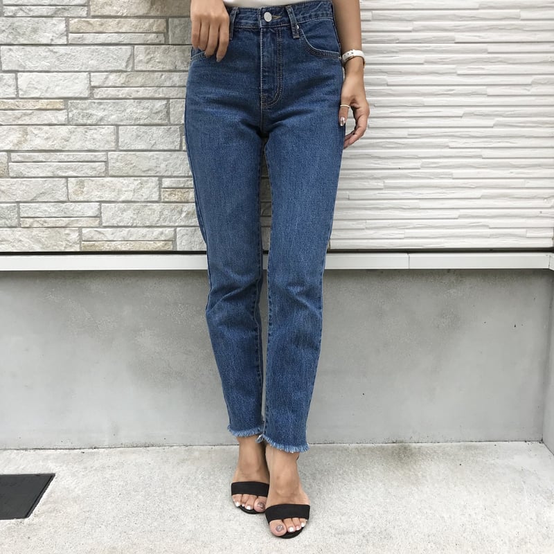 カットオフハイウエストブルーデニム | BLATE