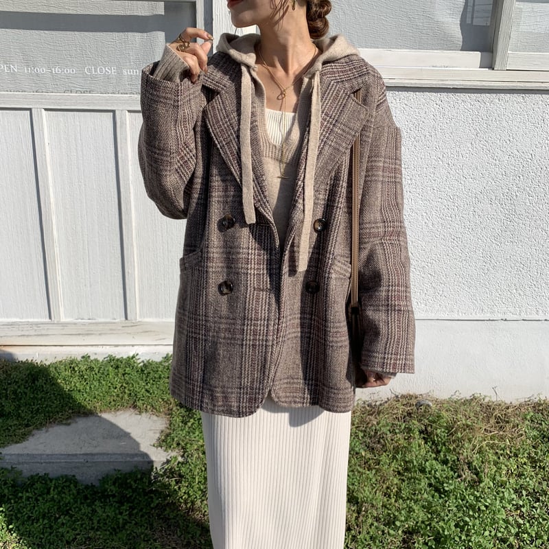 チェック柄ダブルジャケットコート | BLATE