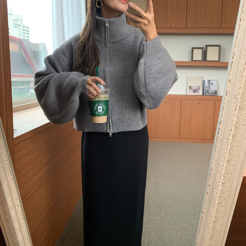 2wayハイネックダブルジップニット | BLATE