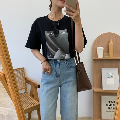 ニュアンスコットンフォトTシャツ