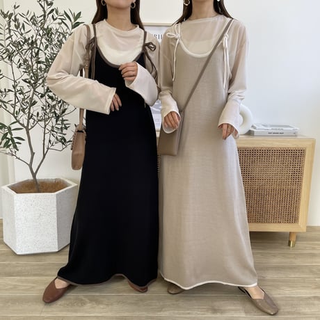 2WAYショルダーリボンキャミソールワンピース