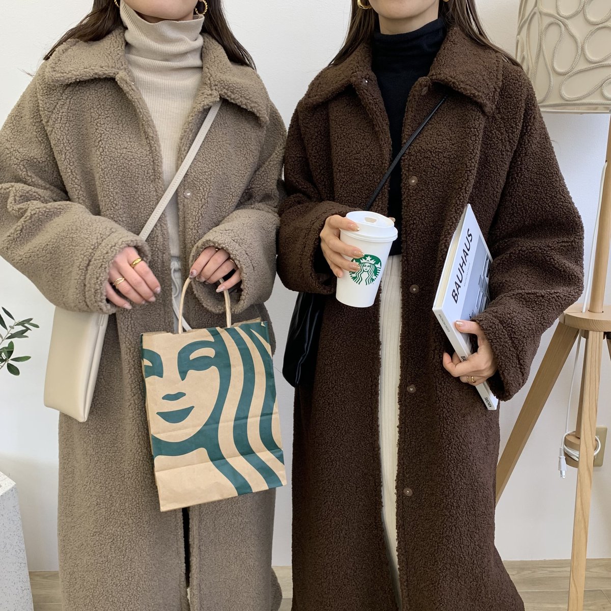 hare 袖ボア ロングコート