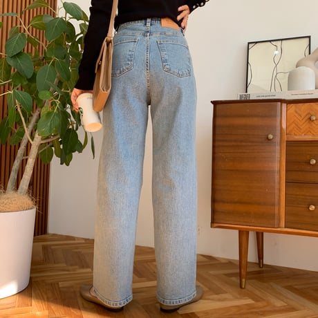 美脚・ウエストゴムストレッチストレートデニム