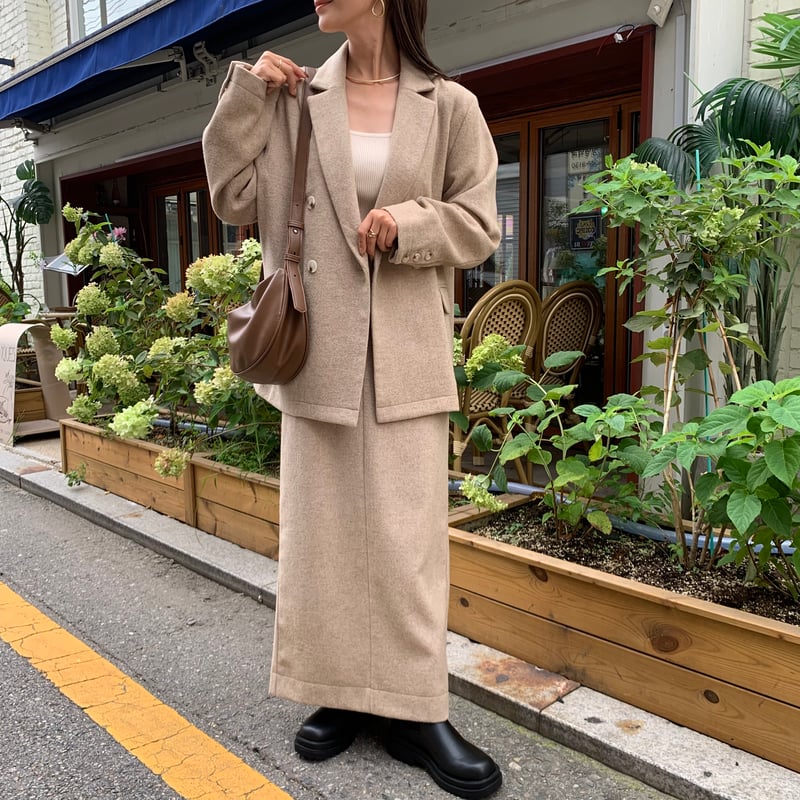 ニュアンスダブルテーラードウールジャケット | BLATE