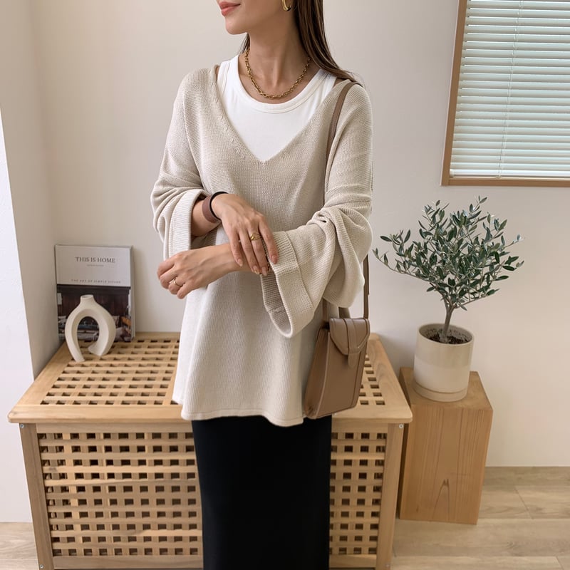 DIESEL ブラック Vネック サマーニット Vネックリブサマーニット