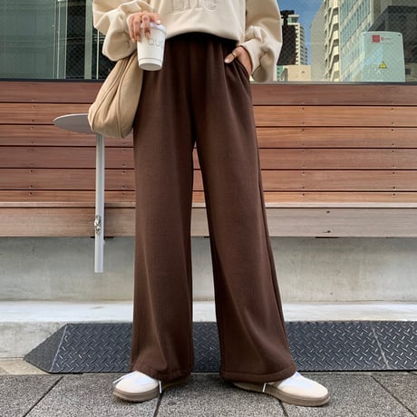 2wayドローコード温か裏起毛ニュアンスワイドパンツ