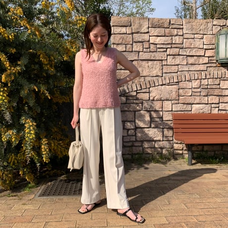 Vネックフェザーサマーニットベスト