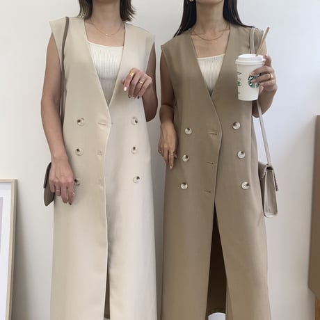 上質ニュアンスノーカラーロングジレ