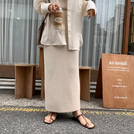 シンプル美ラインニットタイトスカート 新色