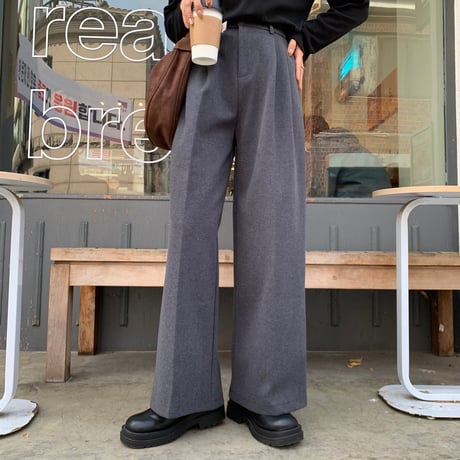 ソフト裏起毛タックワイドパンツ