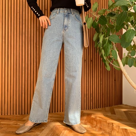 美脚・ウエストゴムストレッチストレートデニム
