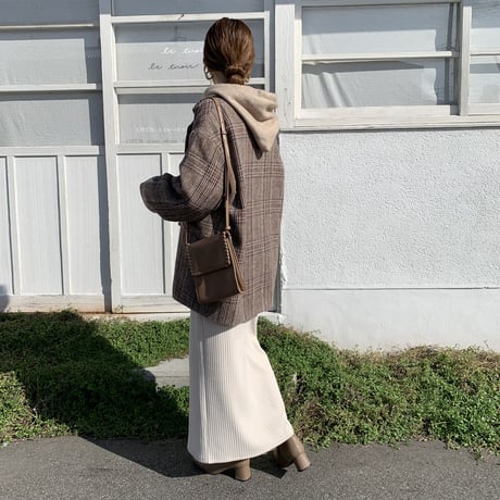 チェック柄ダブルジャケットコート
