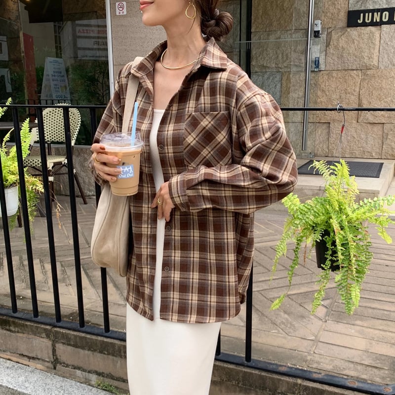 ニュアンスブラウンチェックシャツ | BLATE