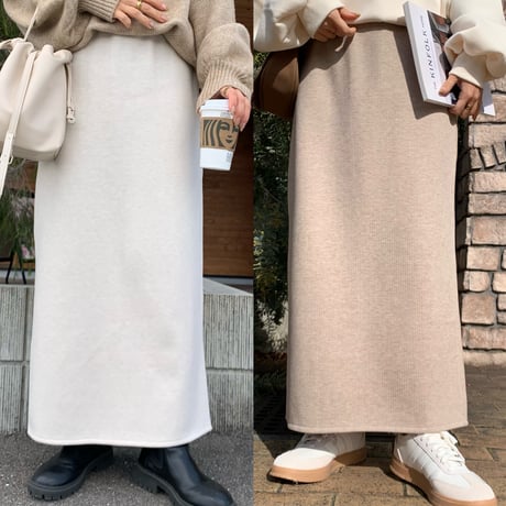 温か裏起毛ニュアンスタイトスカート