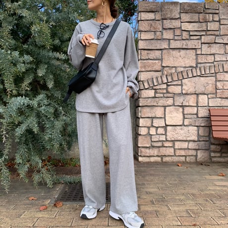 上質ニュアンス起毛リブワイドパンツ