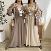 2wayたぽ袖パイピングフレアワンピース