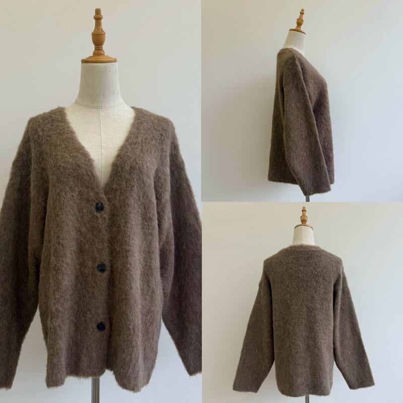 Vネックモヘアタッチニットカーディガン | BLATE