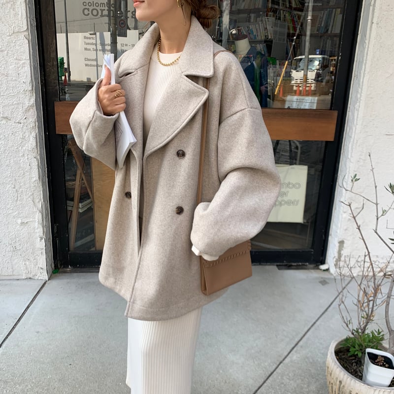 BLATE スタンドカラーダブルハーフコート　新品　タグ付き スタンドカラーダブルハーフコート | BLATE