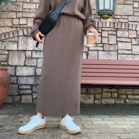 即納・上質ニュアンス起毛リブタイトスカート