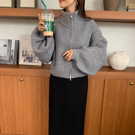 2wayハイネックダブルジップニット