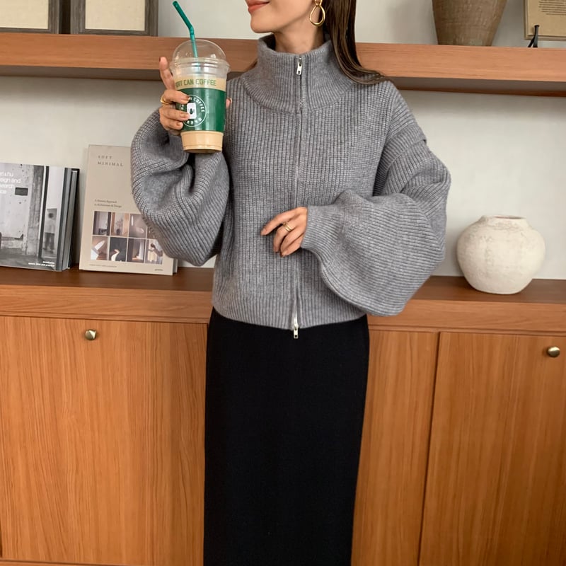 希少 美品 CIVILIZED シワ シボ 変形 ハイネック ダブルジップ 2wayハイネックダブルジップニット | BLATE