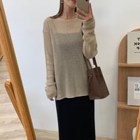 メッシュボートネックサマーニット