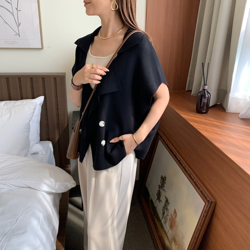 Bshop B.alance ニットベスト レディース ブラウン ショートニットベスト | BLATE