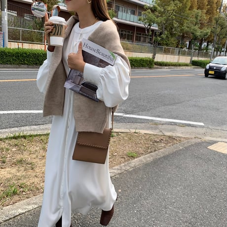 2wayボリュームスリーブドローコードとろみシャツワンピース