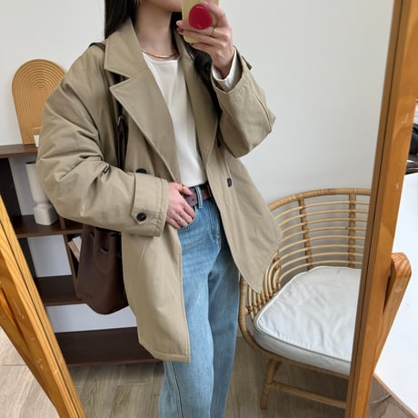 裏キルトトレンチミドルコート