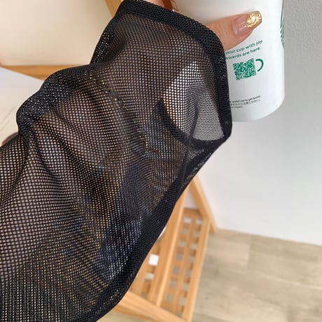 袖フレアメッシュロングワンピース