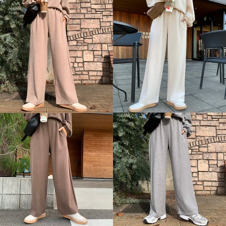 上質ニュアンス起毛リブワイドパンツ