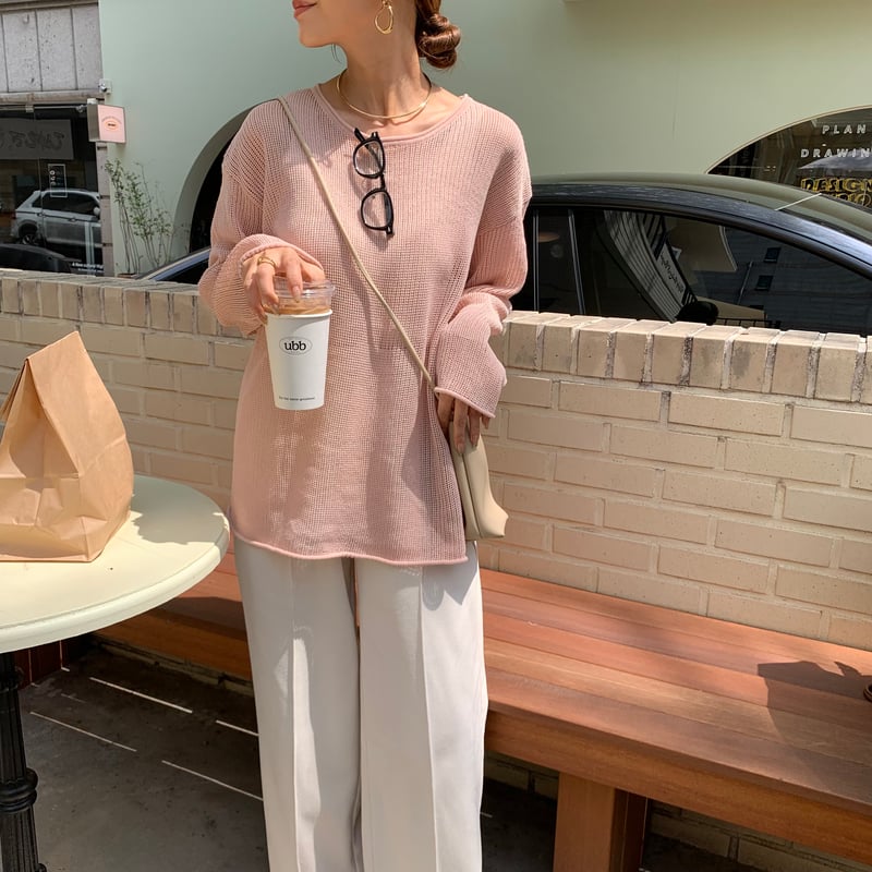 美品 Arpege story 2way半袖メッシュニット ピンク サマーピンクメッシュニット | BLATE