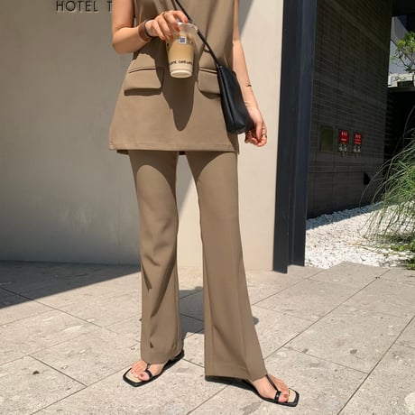 即納・−5㌔細見え美ラインストレッチフレアパンツ