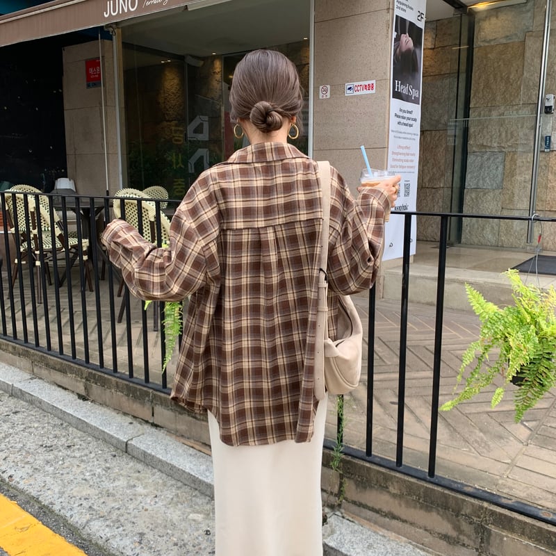 BLATE チェックニュアンスシャツコート blate チェックニュアンスシャツコート 即納・チェック