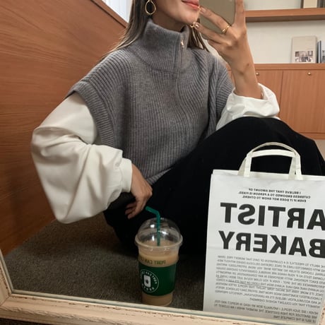 2wayハイネックダブルジップニット