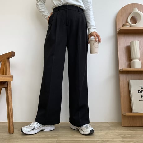 裏起毛タックワイドパンツ
