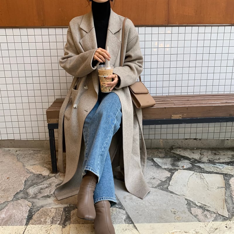 リバータッチウールダブルロングガウンコート | BLATE リバータッチウールダブルロングガウンコート | BLATE
