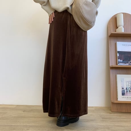 ベロアブラウンリラックススカート