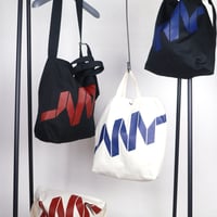 【松屋ハレノヒ】リボンプリントトートバッグ　生成×赤