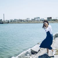 リネン混サロペットワンピース　【ブルー】