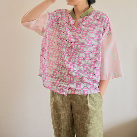 Nostalgic Pink summer casual blouse (no.167)