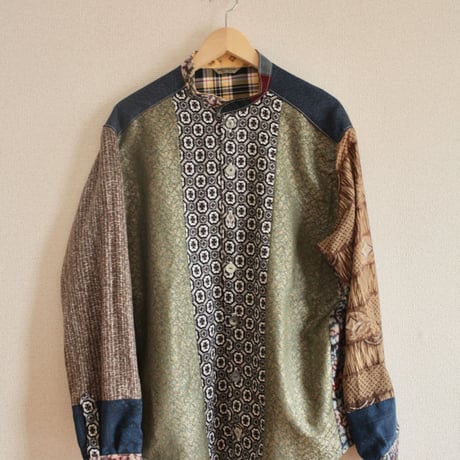 Men's Kimono patchwork long sleeve shirt (no.231)