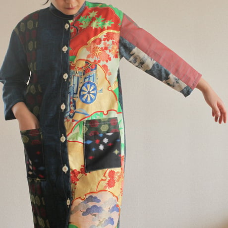 Kimono patchwork Original straight shape Jacket/dress (no.244)