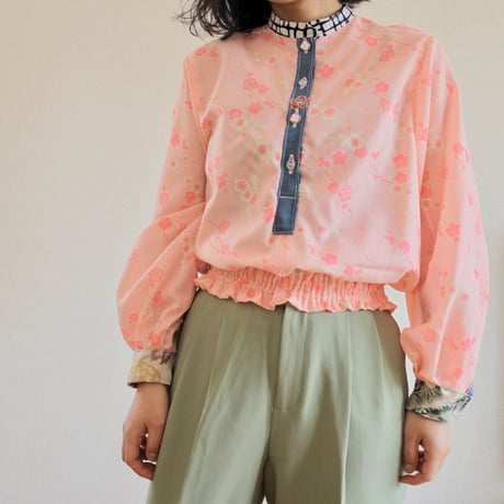 Pink Kimono balloon sleeves blouse (no.293)