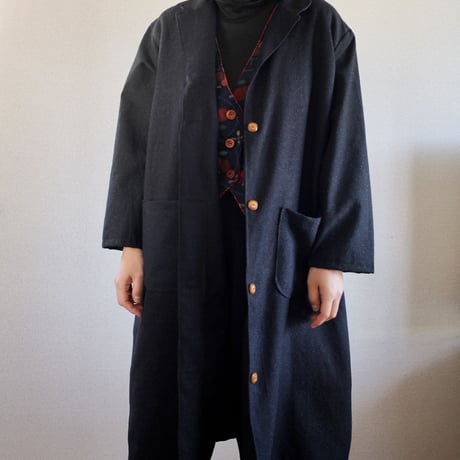 Dark blue Kimono Mannish Long Jacket (no.361)