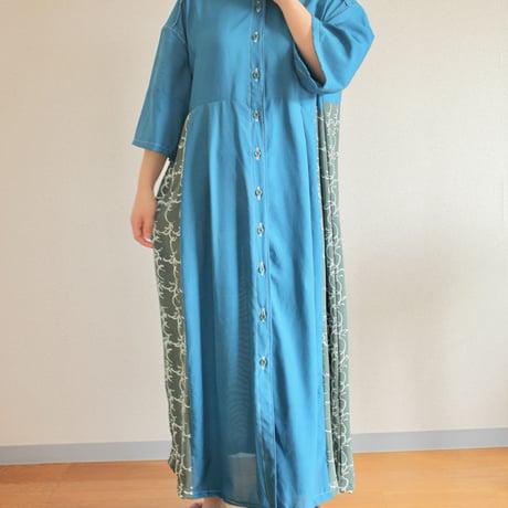 FINAL SALE !!!Japanese Blue Kimono Summer Long Dress (no.479)