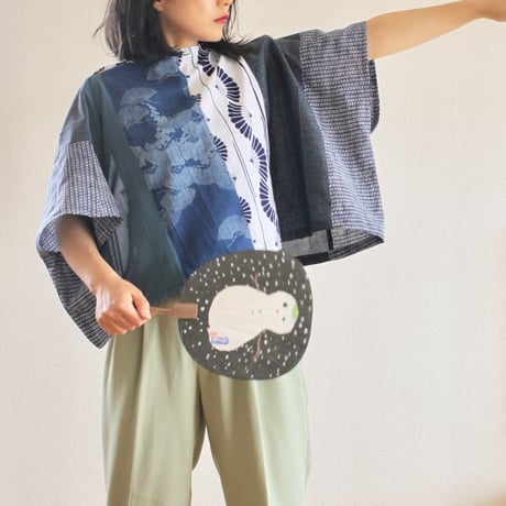 Summer Kimono patchwork square blouse (no.325)
